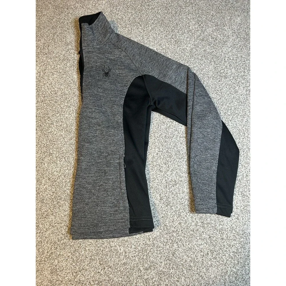 Spyder 1/4 Zip Jacket Mens M Gray/Black Pullover Fleece Active Sport Sweater‎